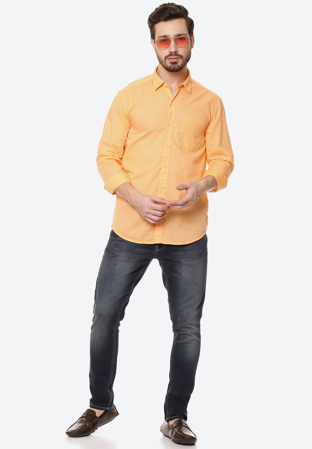 Numero Uno Men Solid Orange Shirt